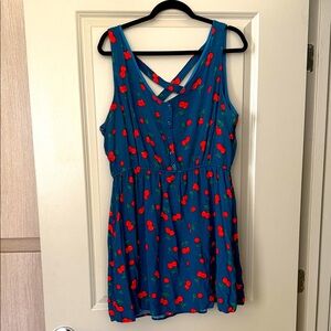 Just Found short blue cherry sleeveless dress